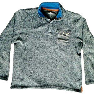 Woolrich Pullover 1/4 Zip Snap Button Pocket Sweater Sweatshirt Gray Men M